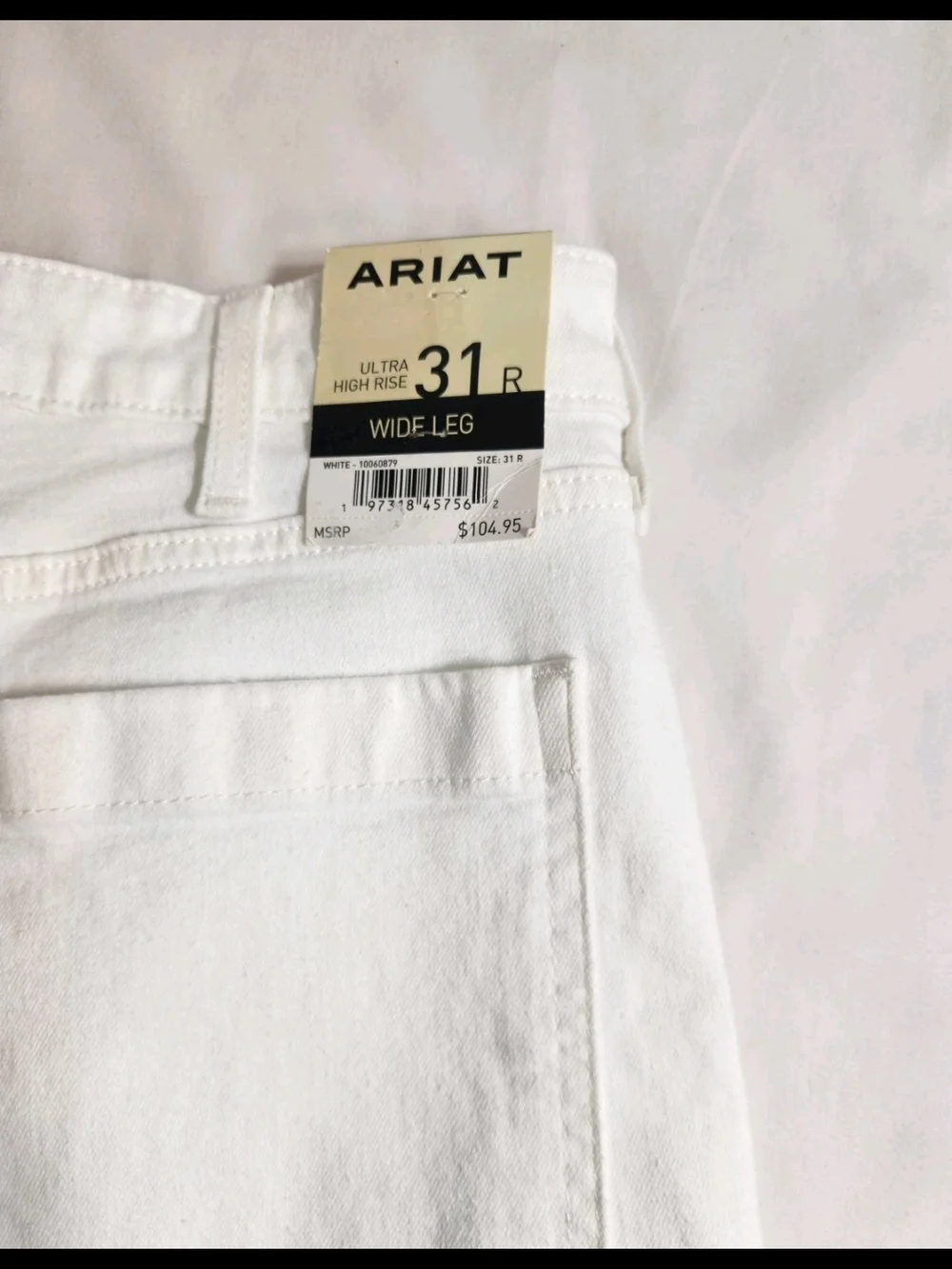 Ariat Wide Leg Jeans Women's Size 31 R White Ultra High Rise Stretch Crop NWT 54 - Picture 15 of 15